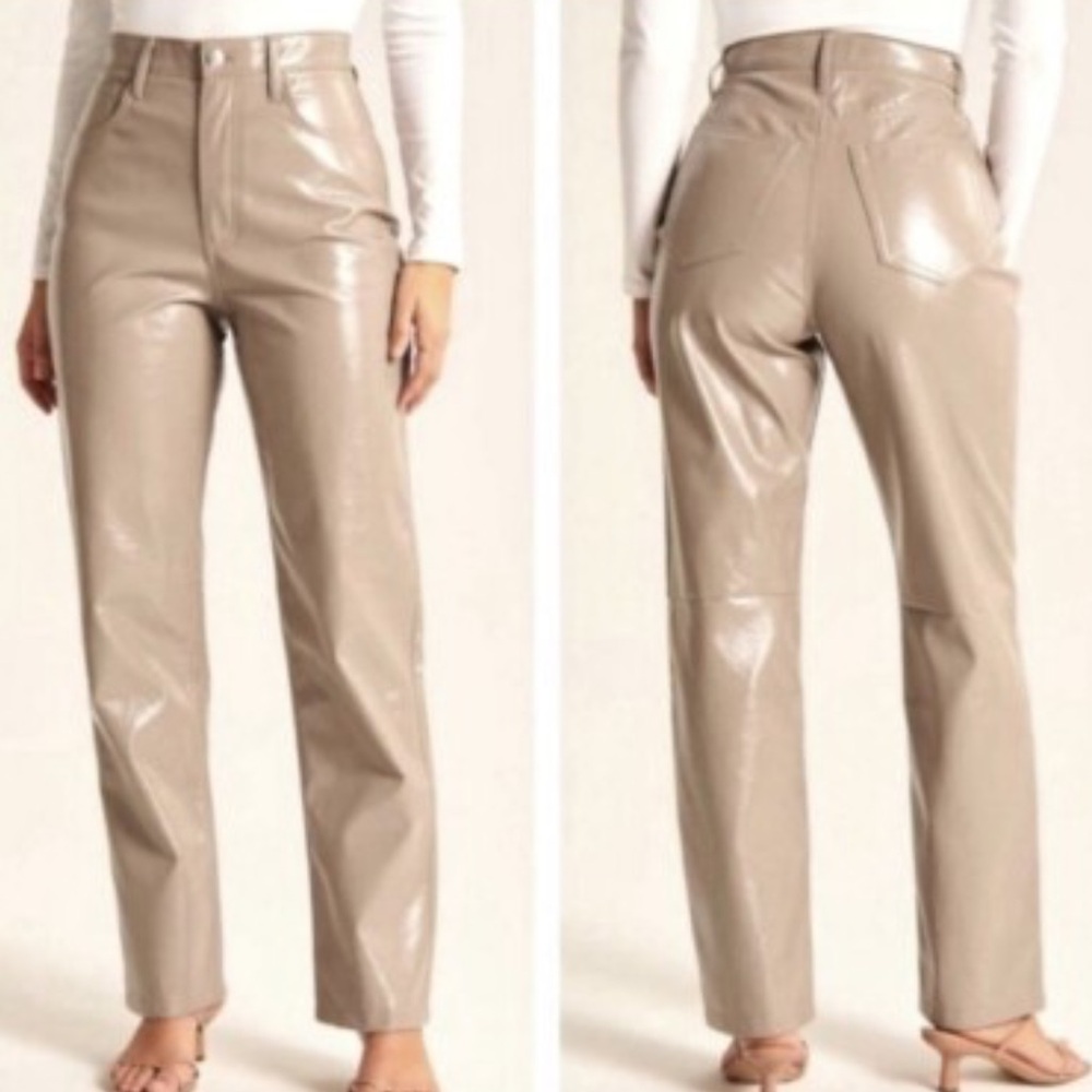 Abercrombie & Fitch Vegan Leather 90's Straight Ultra High Rise Pants